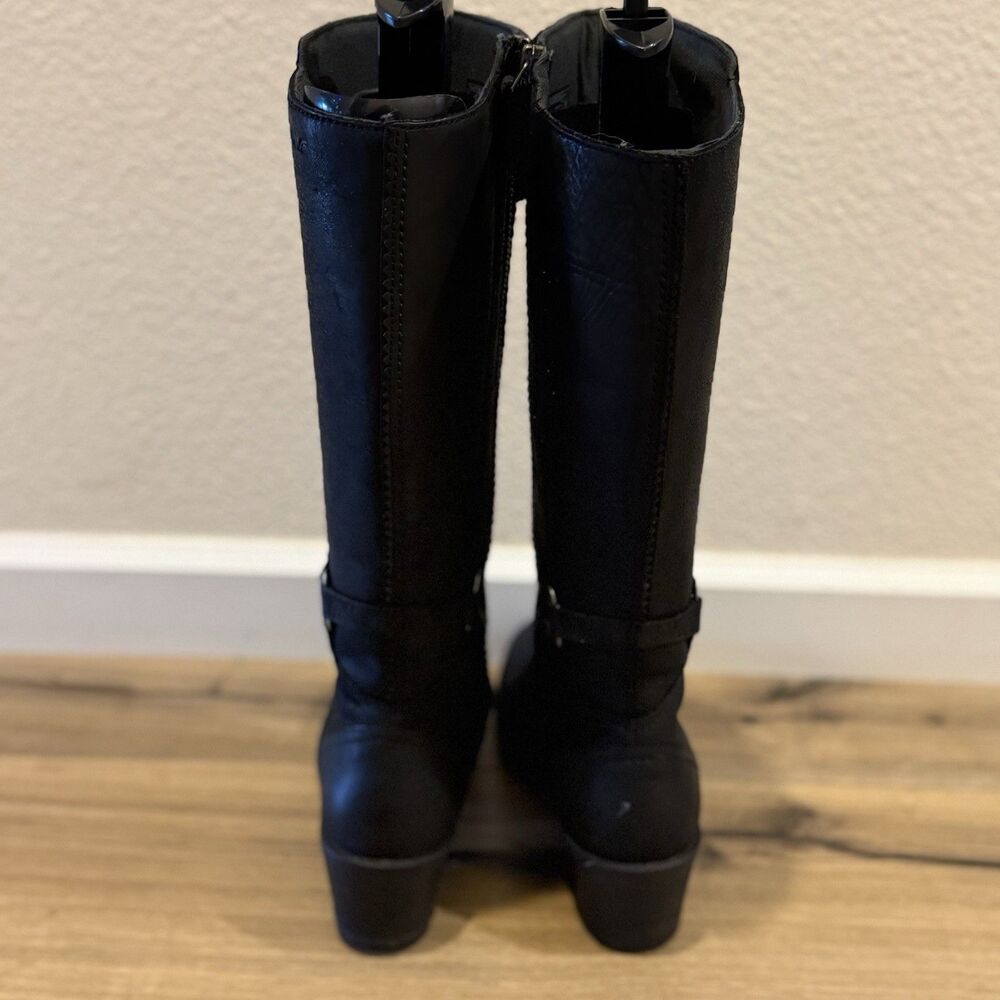 Women’s 7- Teva Foxy Black Waterproof Leather Tall Riding Boots Side Zip Buckle - Picture 4 of 7
